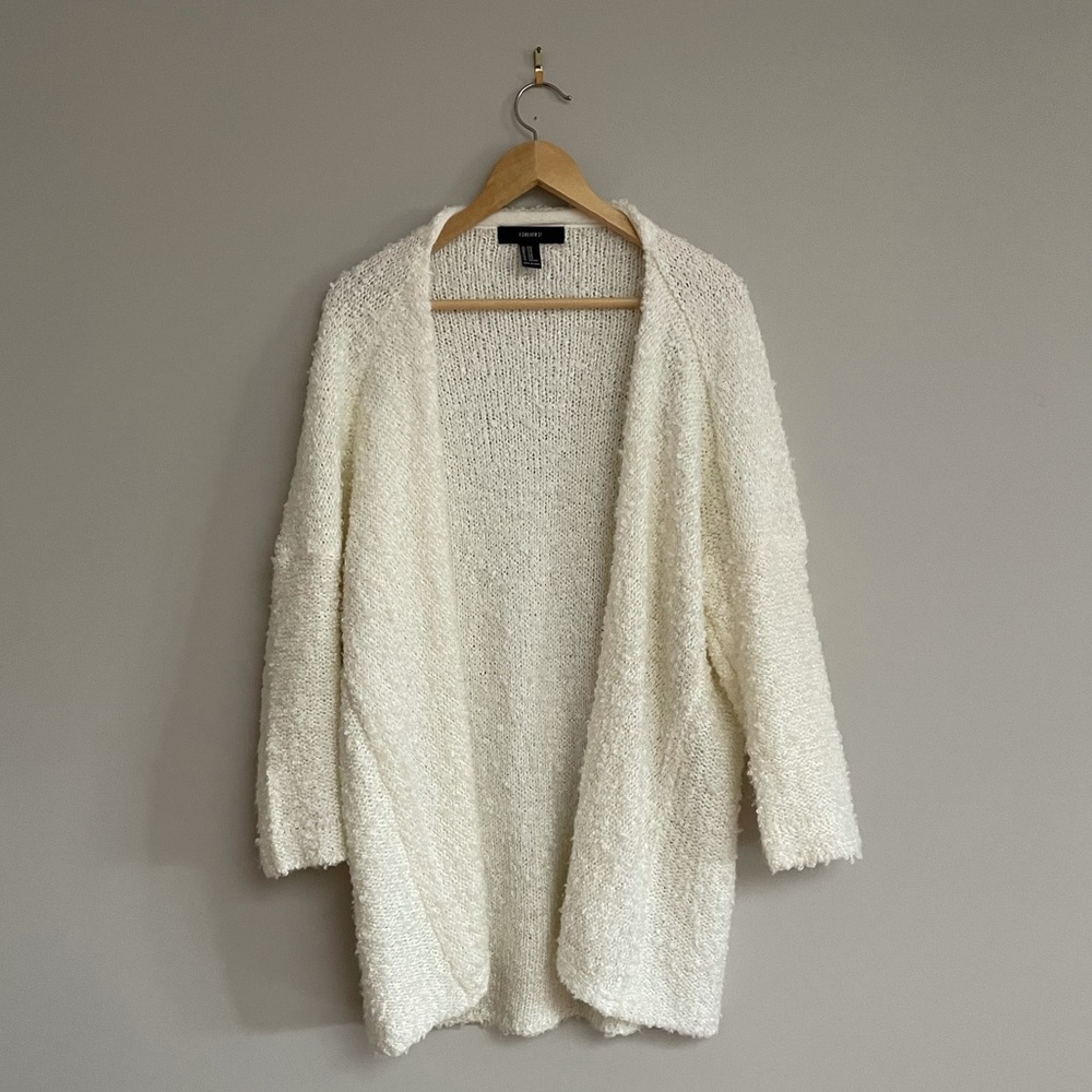 White Knit Long Cardigan
